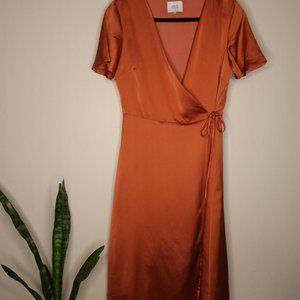 J.O.A Orange Wrap Dress